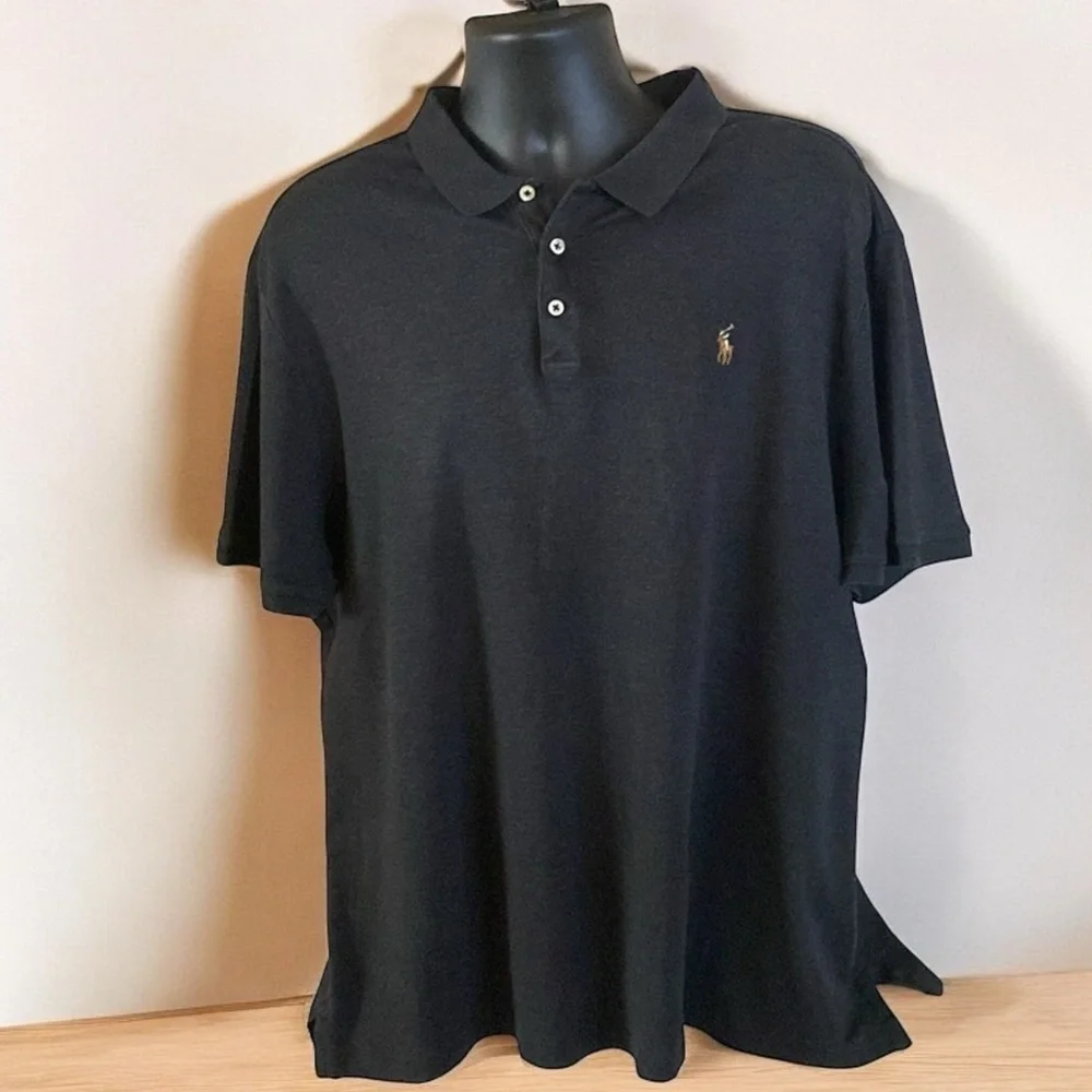 RALPH LAUREN POLO 3 Button Polo Charcoal Grey/Black Big & Tall Men Size XXL/TTG